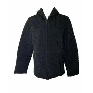 North Crest Women’s Outerwear Jacket Black Quilted Full Zip Hooded Size Medium